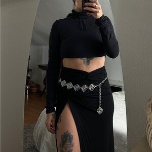 VINTAGE Silver Geometric Chain Belt 80s 90s Statement Metal Hip Belt